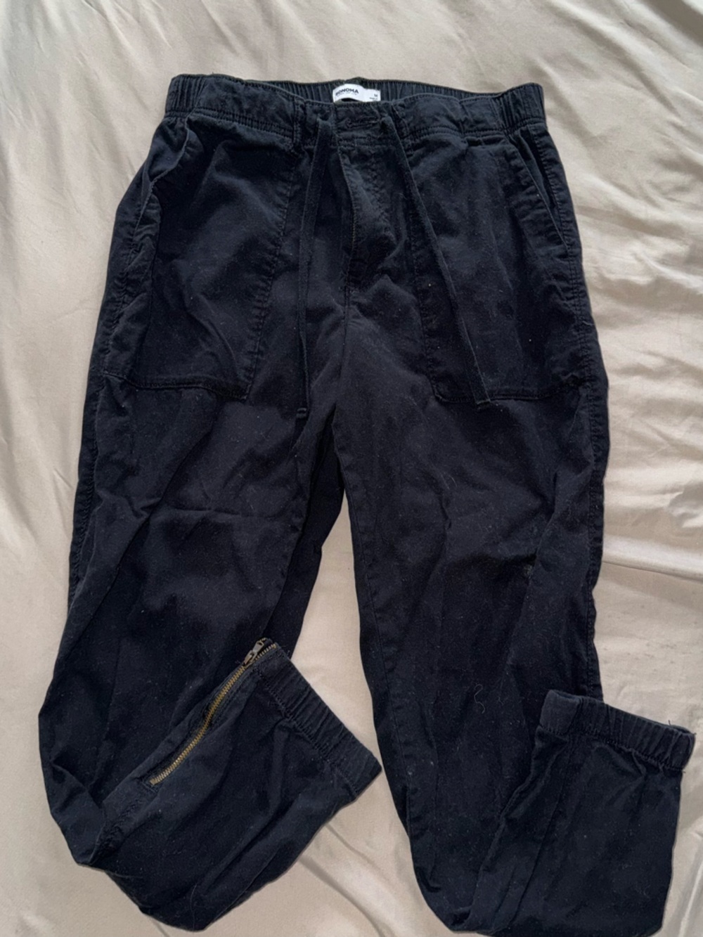 Sonoma Black Jogger Pants with Zipper Detail